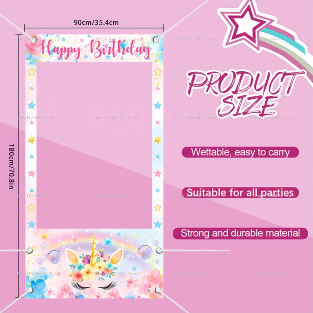 Unicorn Theme Photo Booth Fram - Baby Zebra Clothing 评论和价格