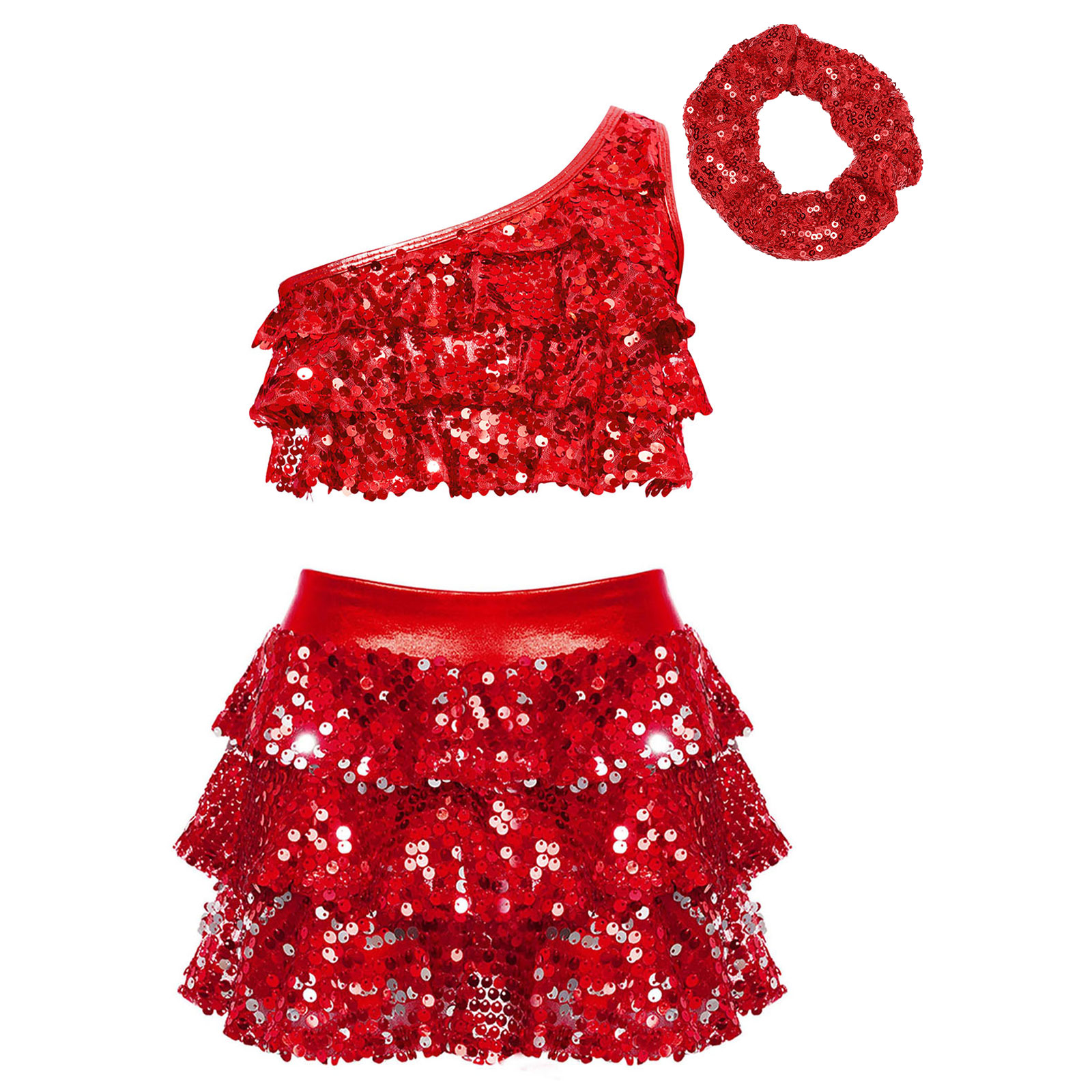 Kids Girls Shiny Sequins Latin - Baby Q Clothing 评论和价格