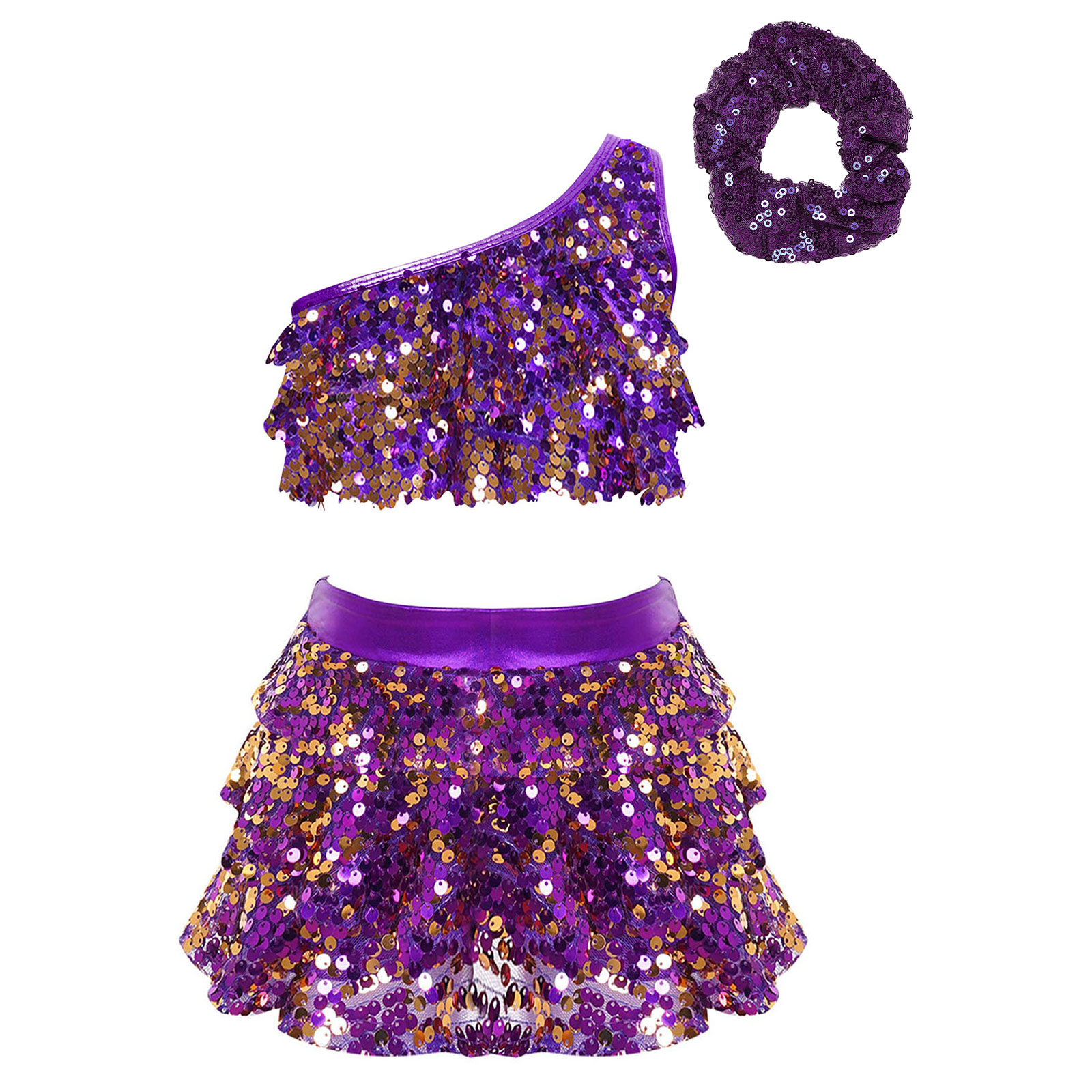 Kids Girls Shiny Sequins Latin - Baby Q Clothing 评论和价格