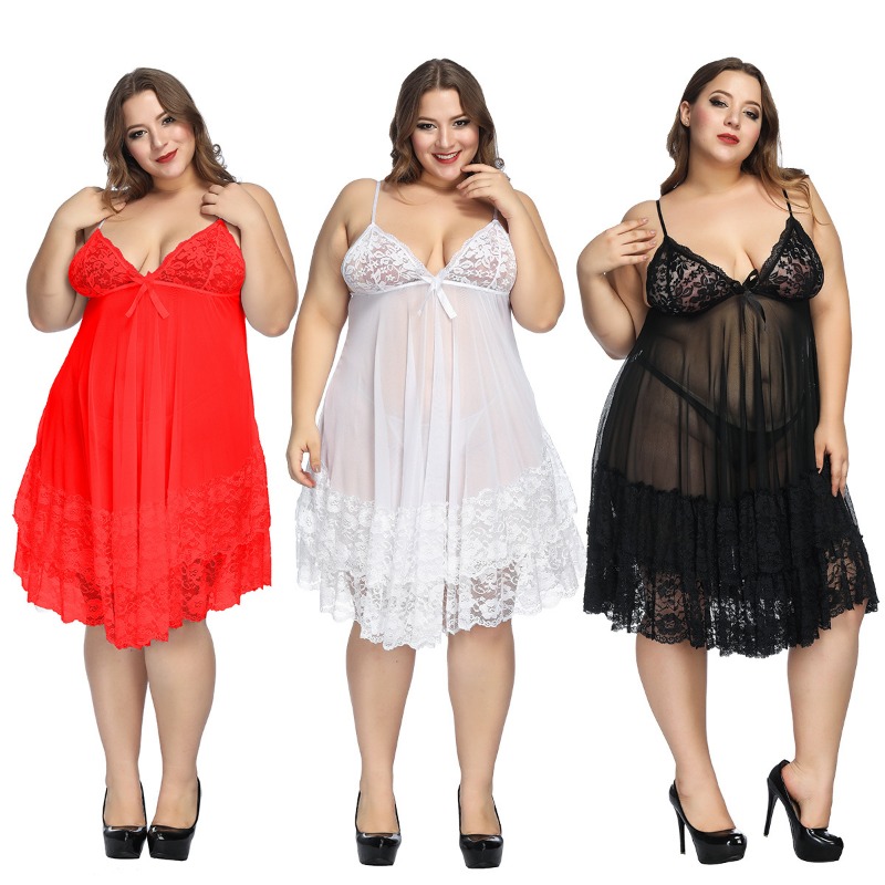 S-7XL Plus Size Sexy Strap Nig - Baby Gown Nightwear 评论和价格