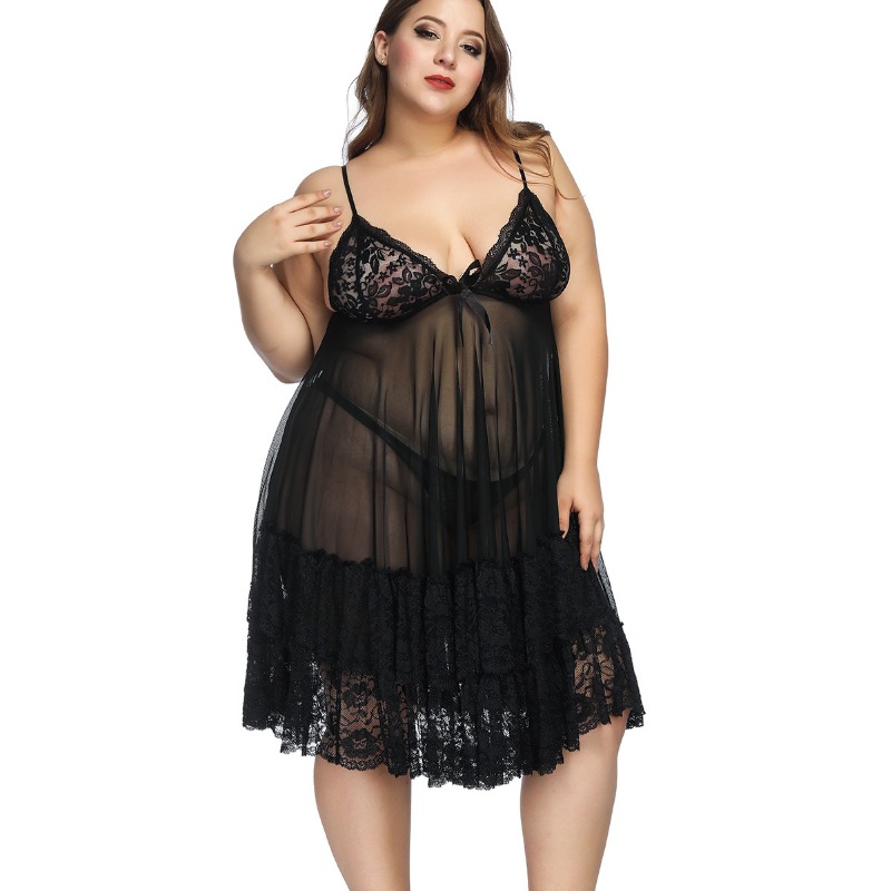 S-7XL Plus Size Sexy Strap Nig - Baby Gown Nightwear 评论和价格