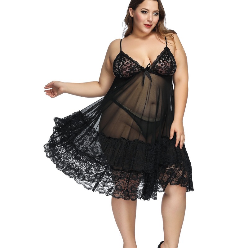 S-7XL Plus Size Sexy Strap Nig - Baby Gown Nightwear 评论和价格