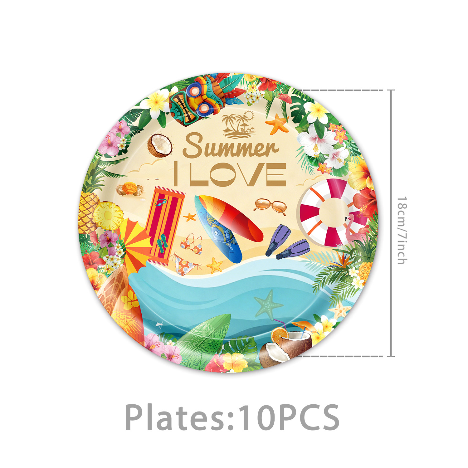 Hawaiian Party Decor Tableware - Baby Zebra Clothing 评论和价格